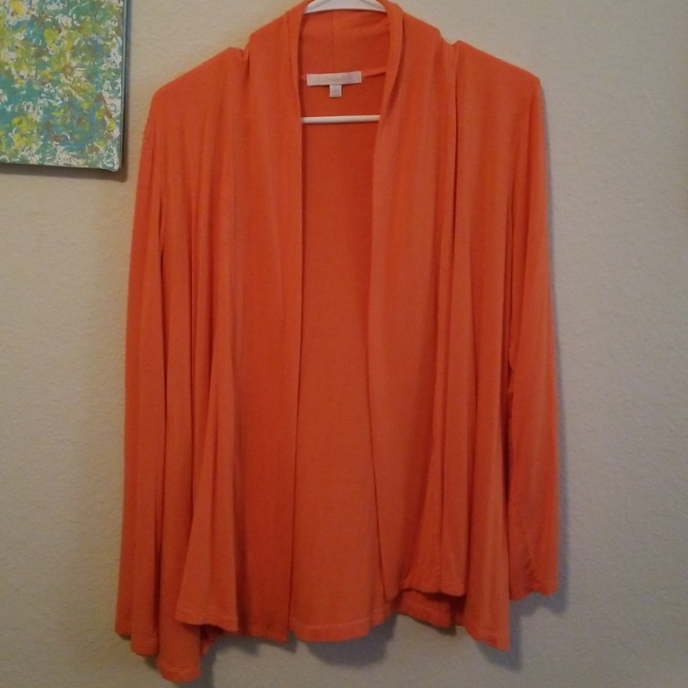 Salmon colored cardigan. True to size
